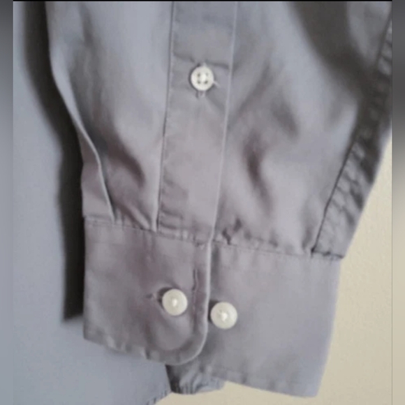 M17 Croft & Barrow Men's Long-Sleeve Dress Shirt Easy Care Gray w White Buttons - Picture 4 of 9
